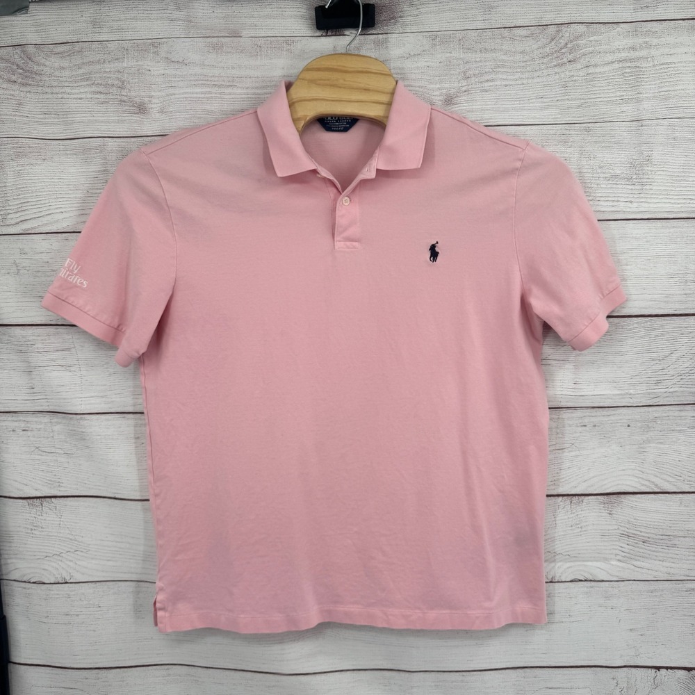 Polo Ralph Lauren‎ Golf Polo Shirt XL Fly Emirates Logo Pink Pro Fit